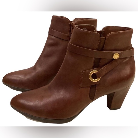 Anne Klein Shoes - Anne Klein Chelsey Ankle Congac Brown Leather Boots 8.5M